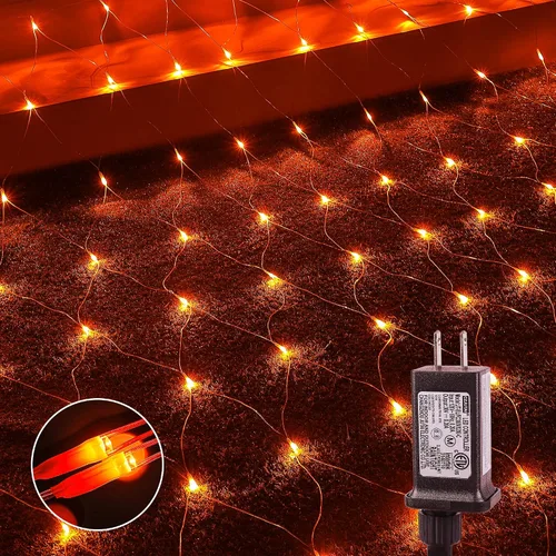 Vista 9 de Woohaha - Luces de red de Navidad para exteriores, 9.8 x 6.6 pies, 192 luces LED de hadas con 8 modos de iluminación, luz conectable para arbustos