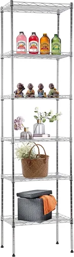 Vista 32 de FDW Estante de metal ajustable de 5 niveles con ruedas, capacidad de 250 libras, fácil montaje, ideal para espacios pequeños Negro