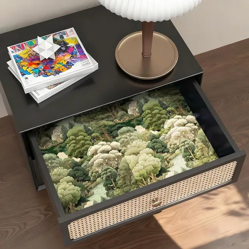 Vista 4 de Papel Tapiz de Bosque Vintage Despegar y Pegar Removible Naturaleza Botánico Árbol Río 17.7" x 118.11" Papel de Pared Acuarela Autoadhesivo Papel