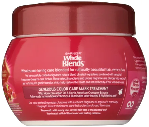 Vista 2 de Garnier Whole Blends - Mascarilla para el cuidado del color con aceite de argán y extractos de arándano, 10.1 onzas líquidas