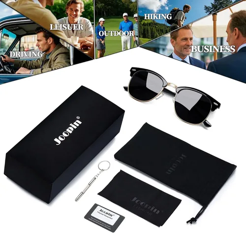 Vista 6 de Joopin Vintage Sunglasses Half Frame Sun Glasses Polarized UV Protection Browline Shades for Women Men