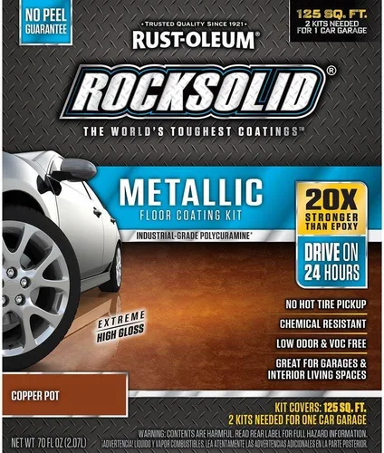 Vista 12 de Kit de piso para cochera de aspecto metálico de bala de plata Rust-Oleum RockSolid., Paquete de 1