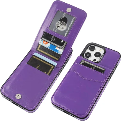 Vista 13 de KIHUWEY Compatible con iPhone 15 Pro Max Funda Billetera con Soporte para Tarjeta de Crédito, Tapa de Cuero Premium con Cierre Magnético y Soporte