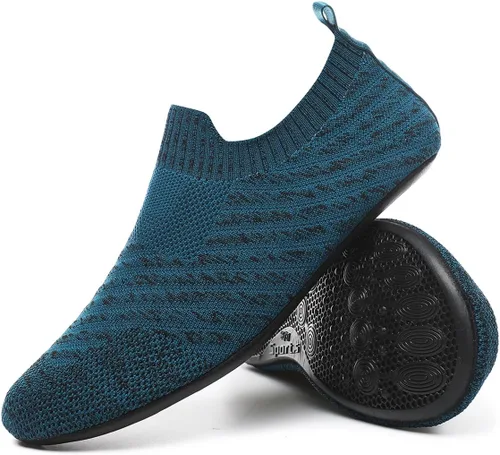 Vista 24 de QZKDM - Pantuflas ligeras antideslizantes para casa, para ponerse sin ayuda, para caminar descalzo, para ejercicio en casa y yoga, para hombres