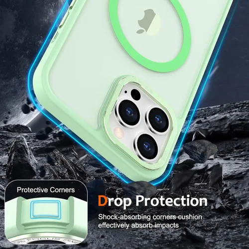 Vista 914 de Anuck - Funda magnética para iPhone 11 compatible con MagSafe, carcasa trasera mate translúcida dura, borde de TPU, delgada, resistente a impactos