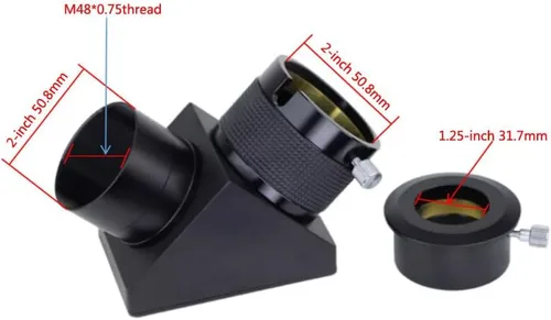 Vista 5 de Espejo diagonal dieléctrico de 2 pulgadas para telescopio astronómico - 99% reflectividad- con adaptador de refractor de 1,25 pulgadasAccesorios