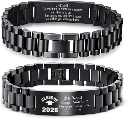 Vista 8 de MEALGUET Regalos de graduación para él, pulsera de graduación personalizable, regalo inspirador para graduados universitarios de clase de 2025