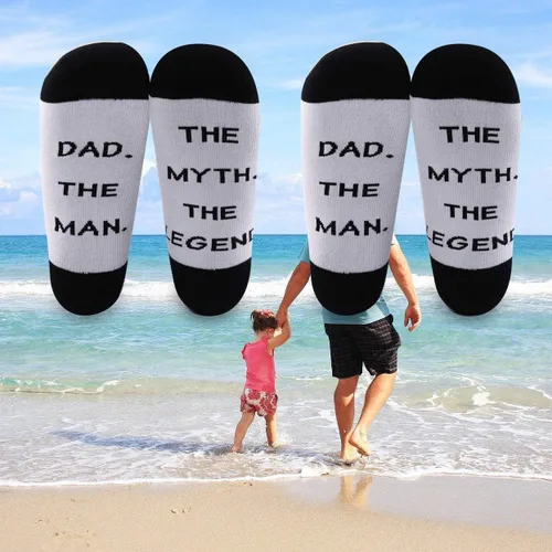 Vista 6 de LEVLO Calcetines de regalo para papá el día del padre el hombre el mito la leyenda calcetines divertido regalo para papá nuevo papá calcetines