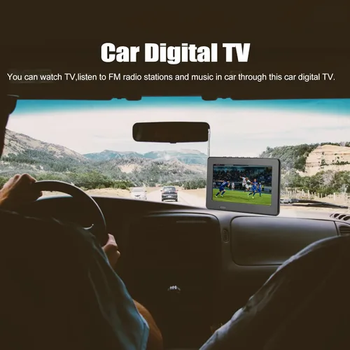 Vista 2 de Yoidesu Monitor LCD de TV portátil, 7 pulgadas 1080P recargable para automóvil TV digital con sintonizador ATSC, entrada AV, radio FM, SD, MMC, USB