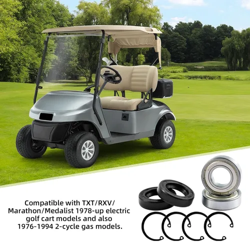 Vista 5 de Roykaw Kit de rodamiento y sello de eje trasero para carrito de golf eléctrico EZGO TXT/RXV/Medalist/Marathon, reemplaza al OEM # 611931, 70181G01