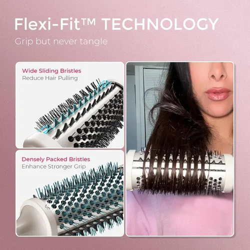 Vista 3 de TYMO STYLUX - Cepillo térmico 2.0 para rizar, voluminizador de 1.7 pulgadas con ajuste flexible para alisar el cabello, herramienta de peinado