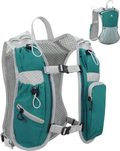 Vista 21 de Chaleco de correr para mujeres y hombres, mochila de hidratación para correr, chaleco para corredores, chaleco de hidratación, con soporte frontal