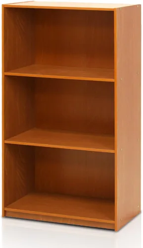 Vista 4 de Furinno Estantería básica de almacenamiento de 3 niveles, color cereza claro y mesa auxiliar Turn-N-Tubo, 1 paquete, cereza claro/negro