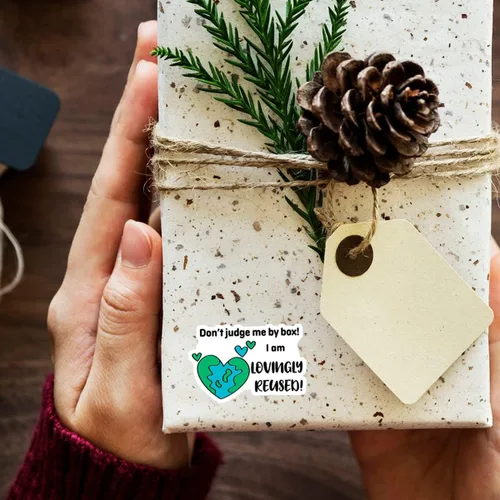 Vista 5 de muminglong Lindas calcomanías reutilizables para pequeñas empresas, reciclaje, etiquetas de reciclaje, divertidas calcomanías de embalaje