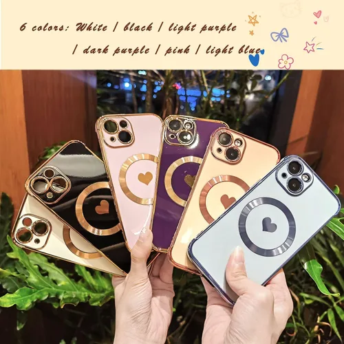 Vista 8 de Funda magnética para iPhone 12 para mujeres y niñas, compatible con magnética, suave y de lujo para iPhone 12, funda de teléfono