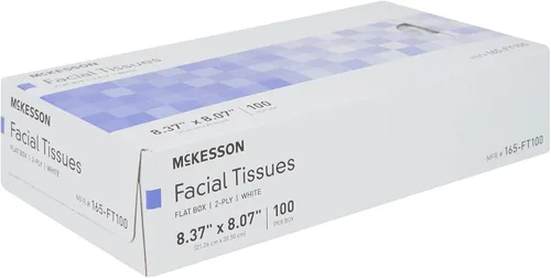 Vista 6 de McKesson Cajas de pañuelos faciales [100 unidades] tejido, 2 capas Tejido facial, blanco, 100 unidades, 8.37 x 8.07 pulgadas, 2 capas