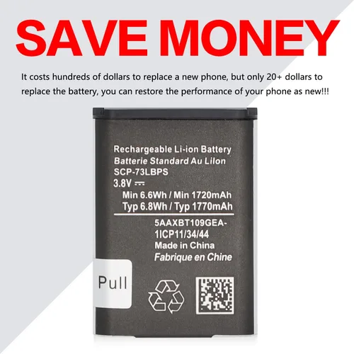 Vista 6 de SCP-73LBPS Battery Replacement for Kyocera DuraXV Extreme E4810 Verizon Flip Phone SCP73LBPS Battery (Phone not included)