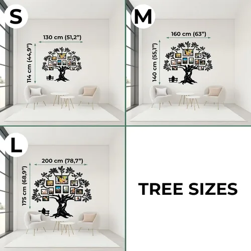 Vista 3 de JustLikeWood 51х45 Decoración de pared de árbol genealógico de madera, familia feliz, collage de marcos de fotos, decoración del hogar para sala