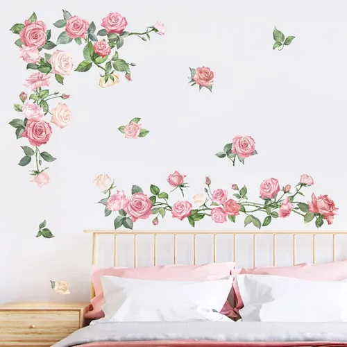 Vista 2 de decalmile Adhesivos de pared con diseño de rosas y rosas