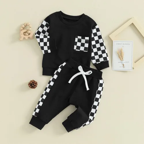 Vista 2 de Doqcey Conjunto de sudadera de manga larga para bebé niño y niño, para otoño e invierno