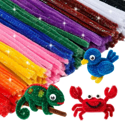 Vista 9 de Caydo 200 piezas de limpiadores de tubos negros de Halloween, varillas de chenilla para manualidades, en masa para niños, arte DIY, manualidades