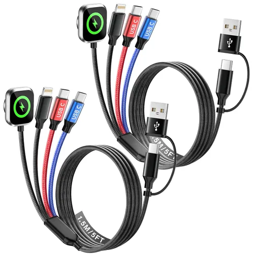 Vista 29 de Cruise Essentials Cable de Carga 4 en 2 para Cargador Apple iWatch/iPhone 17/Lightning/Micro, Cable Cord de Carga Múltiple de Viaje Compatible