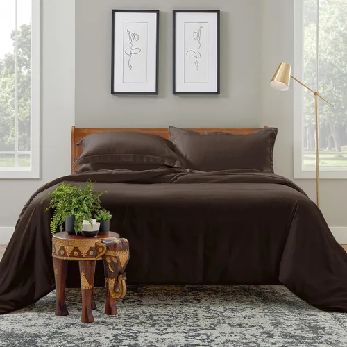 Vista 18 de Cosy House Collection Juego de funda de edredón de lujo de 2 piezas, mezcla de rayón derivado del bambú, ropa de cama ultrasuave, protector de Crema
