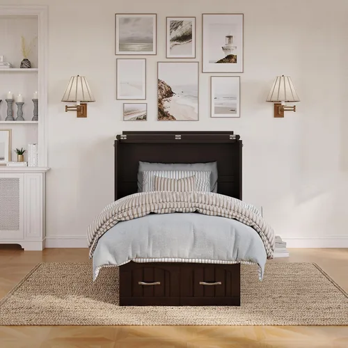 Vista 4 de Atlantic Furniture Nantucket Murphy - Cómoda de cama con estación de carga y colchón, individual, expreso, modelo: AC592141 Espresso
