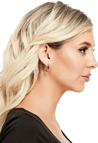 Vista 2 de GUESS Factory - Juego de aretes de aro y aretes multitonos para mujer, Diamante de imitación