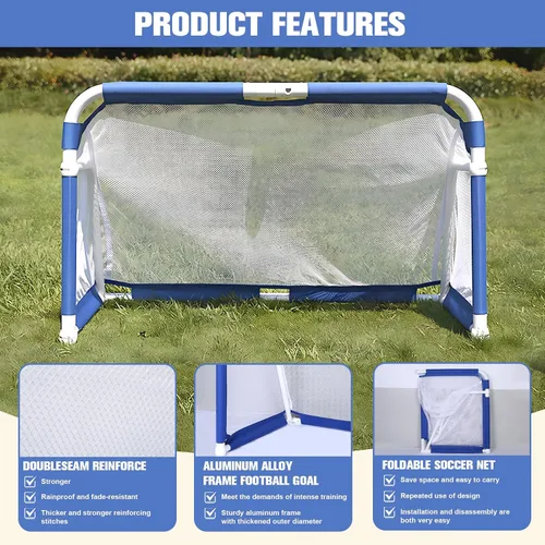 Vista 8 de Portería de fútbol plegable para jóvenes y niños, red de fútbol plegable portátil, portería de fútbol para el hogar, al aire libre
