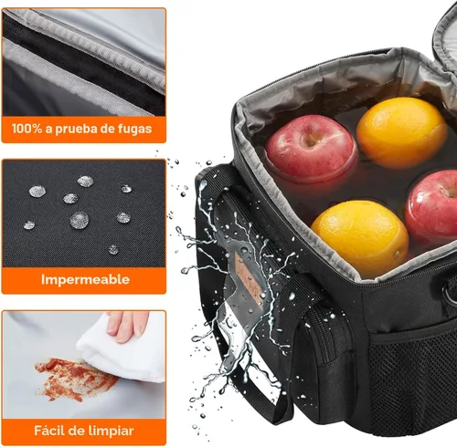Vista 6 de Lifewit Lonchera mediana aislada, suave y refrigerante, para adultos, hombres y mujeres, color negro, 12 latas (9L)