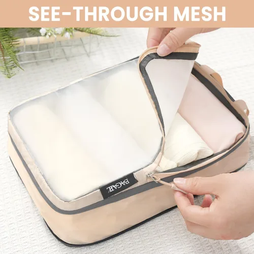 Vista 43 de BAGAIL 4 Set/6 Set Ultraligero Compresión Embalaje Cubos Organizador de Embalaje para Accesorios de Viaje Equipaje Maleta Mochila