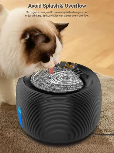 Vista 6 de SIBAYS Fuente de agua para gatos, fuente de agua para mascotas de gran capacidad de 3.5L/118 onzas, dispensador automático silencioso de agua