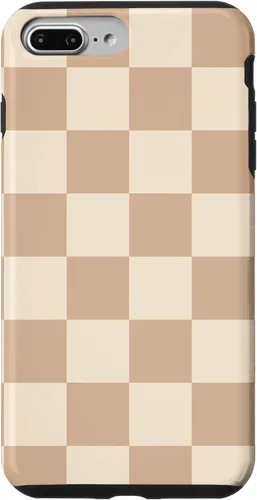 Vista 22 de Funda de tablero de ajedrez marrón beige claro para iPhone 14 Pro