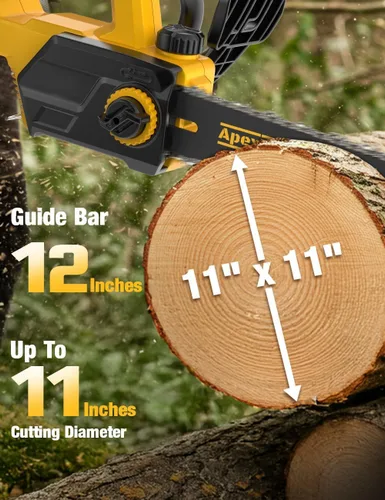 Vista 3 de APEXPOWER Motosierra eléctrica sin escobillas de 12 pulgadas, inalámbrica, para batería Dewalt de 20 V, motosierra compacta con corte potente