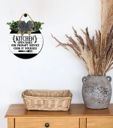 Vista 5 de Letrero decorativo de pared de cocina, rústico, granja, cocina, madera, decoración para colgar en la pared, decoración del hogar, sala de estar S1