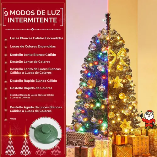 Vista 5 de Yaheetech - Árbol artificial de abeto preiluminado de 1.4 m con bisagras para árbol de Navidad con 150 luces LED multicolor y 324 puntas de rama