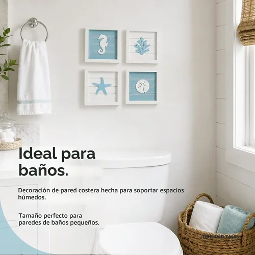 Vista 5 de Tide and Tales Decoración de pared costera 3D, arte de pared de playa