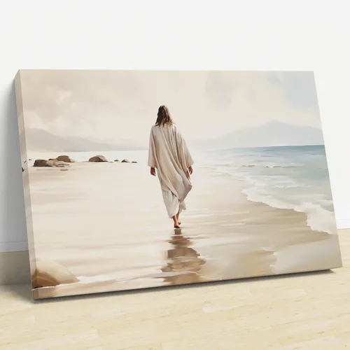 Vista 31 de Arte de pared de acuarela de Jesús, pintura en lienzo cristiano, imágenes de las Escrituras, decoración de pared, póster con versículos bíblicos
