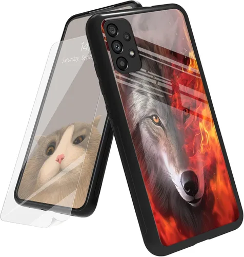 Vista 36 de Funda para Samsung Galaxy A12 5G con protector de pantalla, parte trasera de vidrio templado + TPU de silicona suave que absorbe los golpes