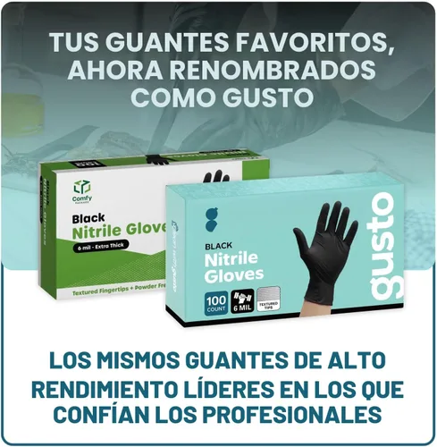 Vista 8 de GUSTO Black Nitrile Gloves - Disposable Heavy Duty 6 Mil
