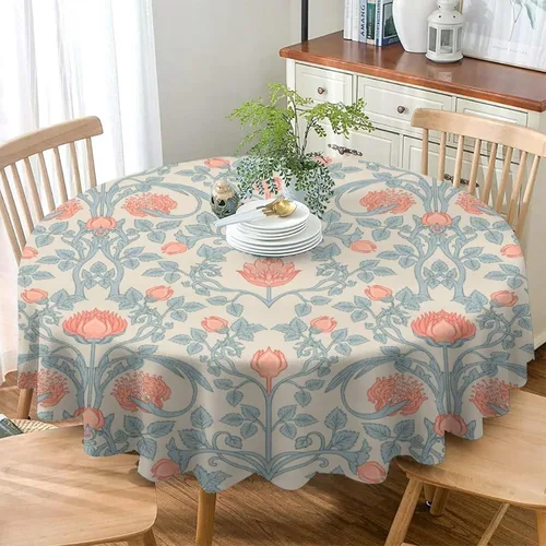 Vista 234 de Mantel Floral Retro de Pájaros, Diseño Original Bohemio William Morris Estampado Cubierta de Mesa para Hogar Picnic Fiesta Comedor Cocina William