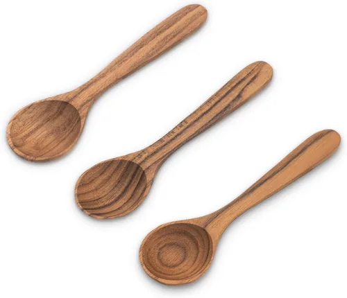 Vista 8 de FAAY Mini condimento – Cucharas de teca para azúcar, sal, té, café, especias, miel mermelada mastard (1/2 cucharas de mesa x 2)