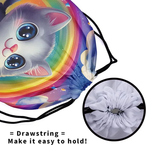 Vista 124 de Bolsa de agarre de gimnasia de piel de animal, bolsa de gimnasia con cordón ajustable, bolsa de cuerda para fauna silvestre, Mariposas Galaxy