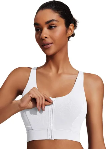 Vista 2 de COOrun Brasier deportivo largo para mujer, con soporte medio, correas ajustables, cruzadas, para gimnasio, entrenamiento de fitness