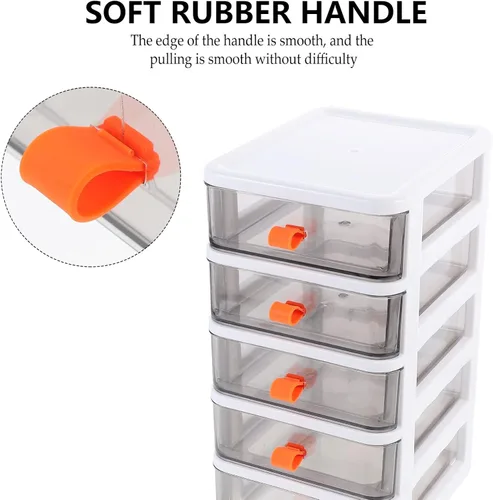 Vista 4 de VORCOOL Desktop Drawer Organizer 5 Drawer Storage Drawers Stationery Drawer Box Office Personal Organizer Plastic Vanity Containers for Storing