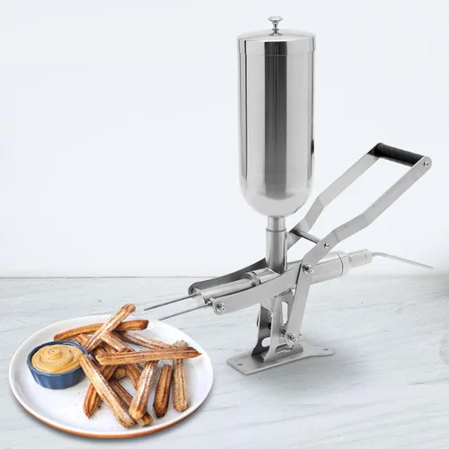 Vista 3 de Máquina manual de churros verticales de servicio pesado de 5 L, fabricante de donas españolas, llenado de acero inoxidable, máquina de donas