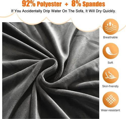 Vista 4 de MIFXIN - Funda elástica para sofá seccional, 2 piezas, elástica, de 3 asientos, en forma de L, protector de muebles con 4 fundas de almohada