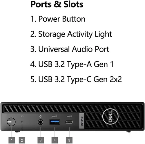 Vista 3 de Dell Mini computadoras de escritorio OptiPlex 7000, Pro Micro Desktop Business PC, Intel 6-Core i5-12400T, RAM DDR4 de 16 GB, SSD PCIe de 512 GB
