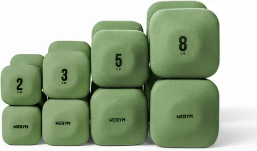 Vista 25 de WeGym SafeGrip Square Dumbbells with Anti Slip Handles, Aesthetic Free Weights for Home Workouts, Stable Design Prevents Rolling during Floor